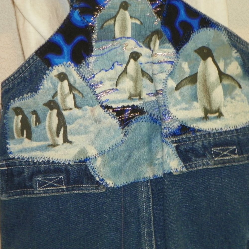 Denim Overalls Happy Feet Custom Boutique 4T - Picture 6 of 7
